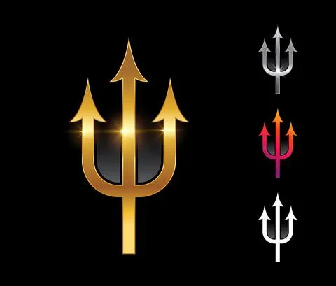 Golden Trident Vector Sign Stock Illustration