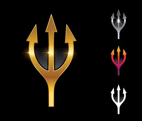 Golden Trident Vector Sign Stock Illustration