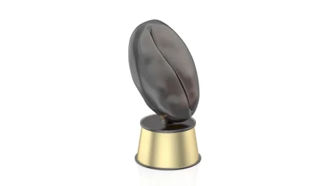 Golden trophy with a coffee bean Stock Footage 340502210