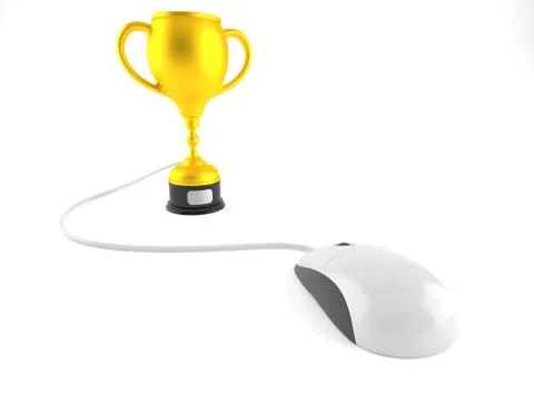 Golden trophy with computer mouse Stock Illustration