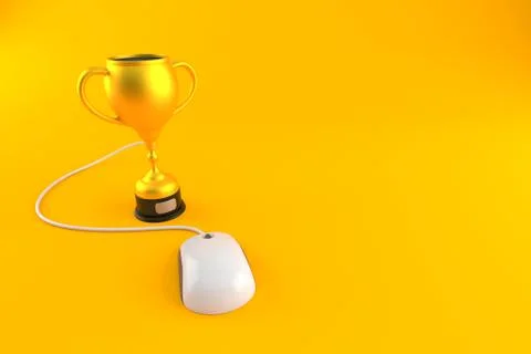 Golden trophy with computer mouse Stock Illustration