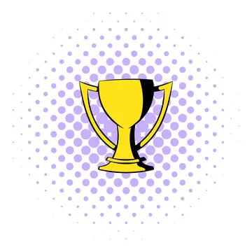 Golden trophy cup icon, comics style Illustrazione stock
