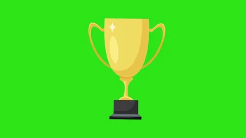 Golden Trophy Cup Icon for Winner Achievement on Green Screen Background Stock Footage 345931256