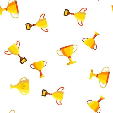 Golden Trophy Cup Seamless Pattern 스톡 일러스트