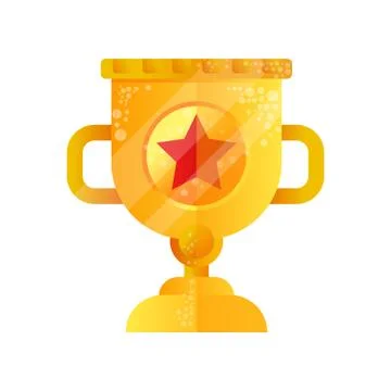 Golden trophy cup with star vector Illustration on a white background Stock Illustration