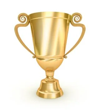 Golden Trophy Cup on white surface Stock Illustration
