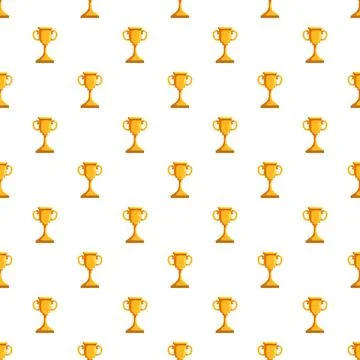 Golden trophy cups repeating pattern background Stock Illustration