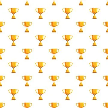 Golden trophy cups repeating in a seamless pattern Stock Illustration