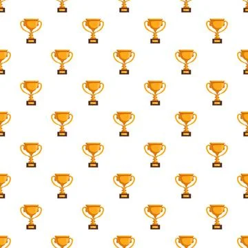 Golden trophy cups seamless pattern recognizing success Stock Illustration