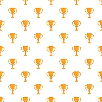 Golden trophy cups seamless pattern recognizing success Stock Illustration