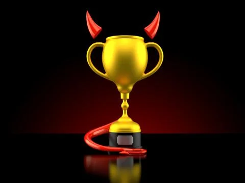 Golden trophy with devil horns and tail Stock Illustration