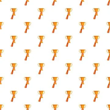 Golden trophy in hand repeating pattern of success Stock Illustration