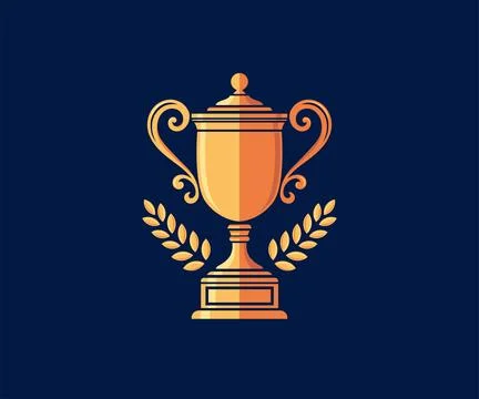 Golden Trophy with Laurel Wreath vector Stock Illustration