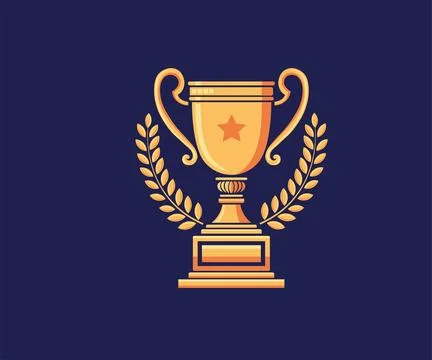 Golden Trophy with Laurel Wreath vector Illustrazione stock