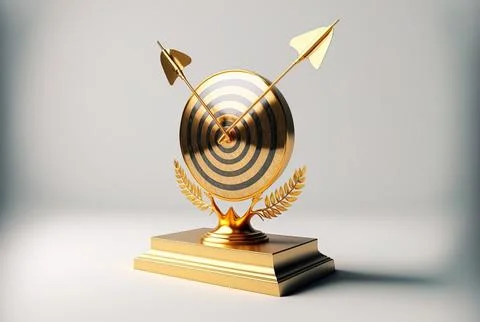 Golden trophy for the recipient of an award, with a dart and an archery target Stock Illustration