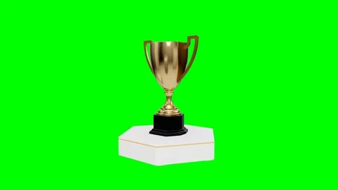 Golden trophy rotating on hexagonal pedestal green screen 4K Vídeo Stock 336957400