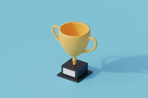 Golden trophy single isolated object. 3d render illustration with isometric イラスト素材