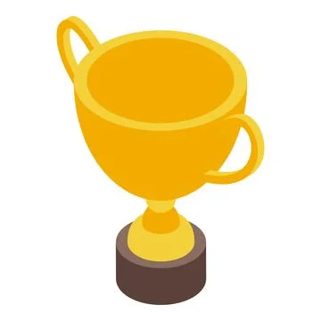 Golden trophy standing on round podium for first place winner Stock Illustration
