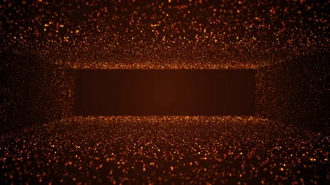 Golden Tunnel Rectangle Of Glitter Dust Blast With Camera Depth Of Field View Stock Footage 155190458