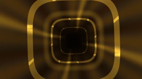 Golden Tunnel of Rounded Frames Seamless Loop Stock Footage 340527403