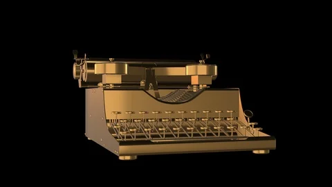 Golden typewriter spin loop Video stock 87266794