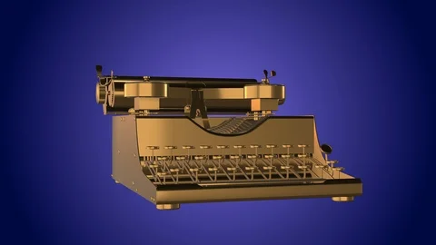 Golden typewriter spin loop Stock Footage 87266867