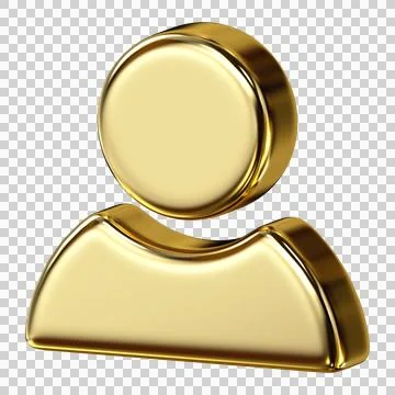 Golden user profile icon in glossy metallic style for account settings, lux.. Stock Illustration