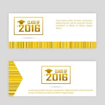 Golden vector badge of a graduating class in 2016 graphics elements Illustrazione stock