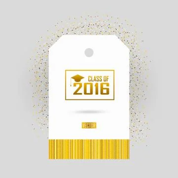 Golden vector badge of a graduating class in 2016 graphics elements イラスト素材