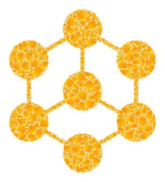 Golden Vector Blockchain Nodes Mosaic Icon Stock Illustration
