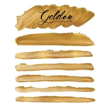 Golden vector brush stroke, Gold texture paint stain, Vector illustration. Stock Illustration