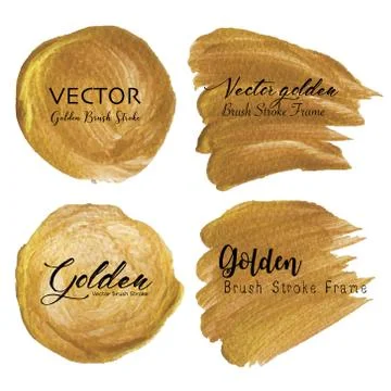Golden vector brush stroke, Gold texture paint stain, Vector illustration. Stock Illustration