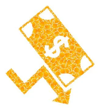 Golden Vector Dollar Down Trend Mosaic Icon Stock Illustration