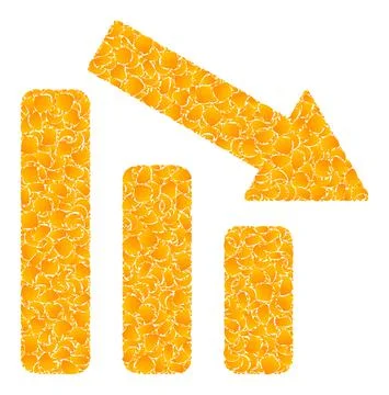 Golden Vector Down Trend Bar Chart Mosaic Icon Stock Illustration