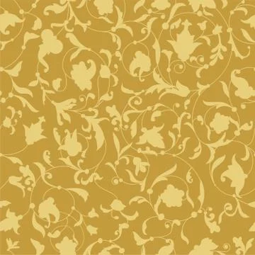 Golden vector endless background with floral ornament Illustrazione stock