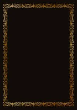 Golden vector frame on a black background Stock Illustration