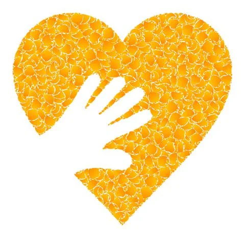 Golden Vector Hand Touch Heart Mosaic Icon Stock Illustration