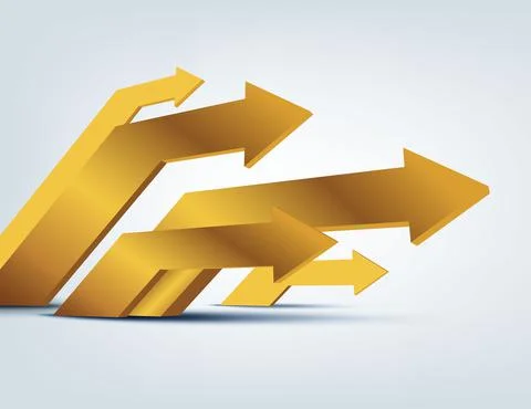 Golden vector horizontal 3d arrow Stock Illustration
