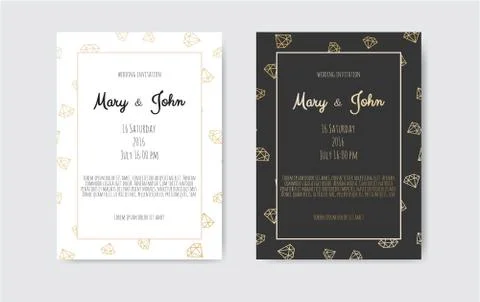 Golden Vector invitation with floral elements. Stock Illustration