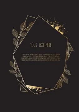 Golden Vector invitation with floral elements. Luxury ornament template. gree Stock Illustration