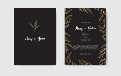 Golden Vector invitation with floral elements. Luxury ornament template. gree Illustrazione stock