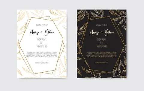 Golden Vector invitation with floral elements. Luxury ornament template Stock Illustration