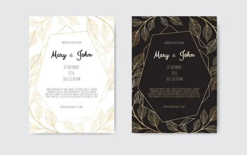 Golden Vector invitation with floral elements. Luxury ornament template Stock Illustration