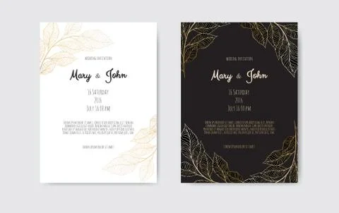 Golden Vector invitation with floral elements. Luxury ornament template. gree Stock Illustration