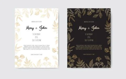 Golden Vector invitation with floral elements. Luxury ornament template. gree Illustrazione stock