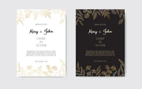 Golden Vector invitation with floral elements. Luxury ornament template. gree 스톡 일러스트