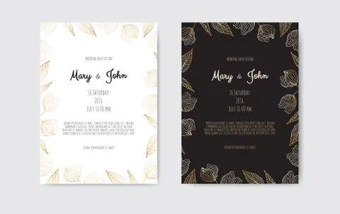 Golden Vector invitation with floral elements. Luxury ornament template. gree 스톡 일러스트