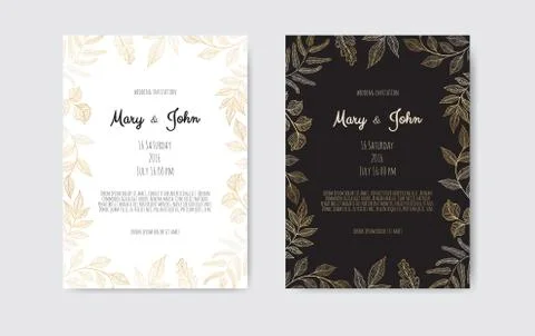 Golden Vector invitation with floral elements. Luxury ornament template. gree Illustrazione stock
