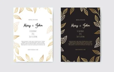 Golden Vector invitation with floral elements. Luxury ornament template. gree Illustrazione stock