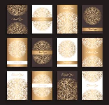 Golden Vector Invitations Set Stock Illustration